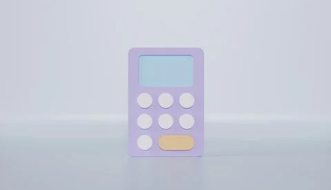 Financial calculator with round pad button on pink background, Business Stock Illustration