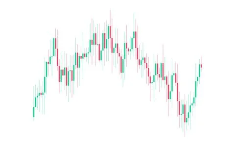Financial candlestick chart displaying market volatility trends Stock Illustration