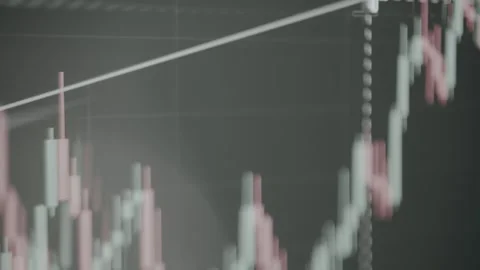Financial candlestick chart featuring Fibonacci retracement levels Stock Footage 329766231