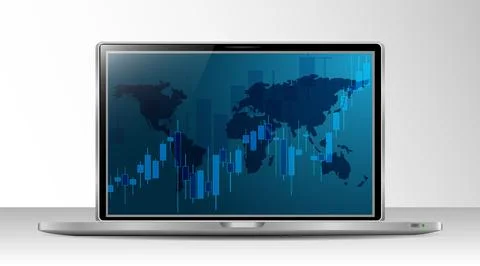 Financial candlestick chart, support and resistance level chart. Charts for Stock Illustration