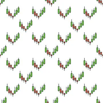 Financial Candlestick Chart vector colored seamless pattern Stock Illustration