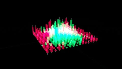 Financial candlestick trading chart grid rotating seamless loop animation Video stock 347089221