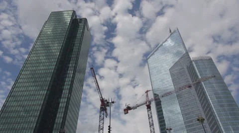 Financial center development crane machine work La Defense Paris business build 스톡 동영상 44404173