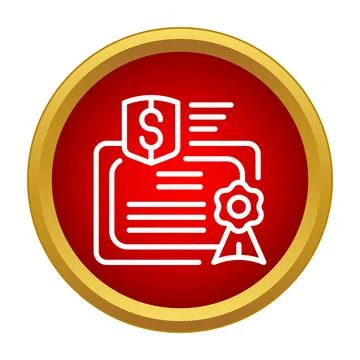Financial certificate icon with dollar shield and ribbon award Stock Illustration