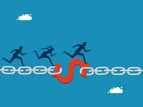 On the financial chain 库存插图