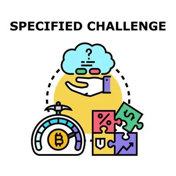 Financial challenge concept with crypto mining and investment puzzles Illustrazione stock