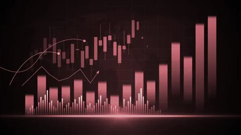Financial chart background with rising bar graph and candlestick market dat.. Stock-Footage 337266593