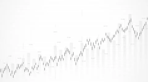 Financial chart background with uptrend line graph. Business candle stick graph Stock Illustration