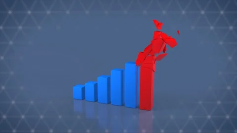 Financial chart crisis concept. 3D render Видео 128534779