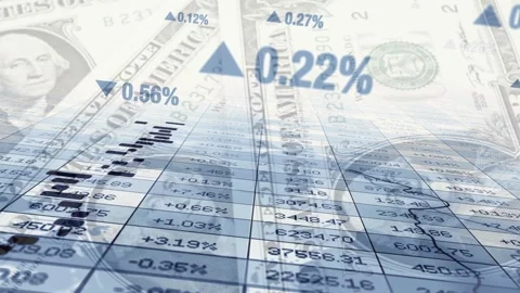 Financial Chart with Dollar Bills and Moving Arrows Concept Stock Footage 337050546