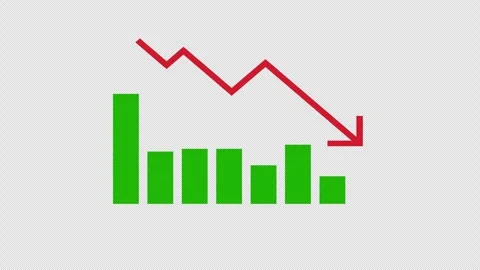 Financial Chart with Downward Trend Flat Market Decline Animation on Black Stock-Footage 339766828