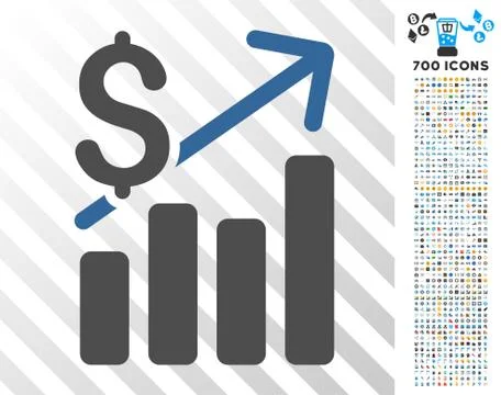 Financial Chart Flat Icon with Bonus Stock Illustration