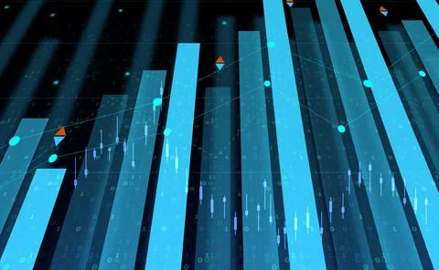 Financial chart with growing indicators, growth dynamics in business. High .. Stock Illustration