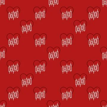 Financial Chart with Heart vector linear seamless pattern Illustrazione stock