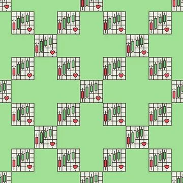 Financial chart with Red Heart vector I Love Investment and Trading colored.. Illustrazione stock