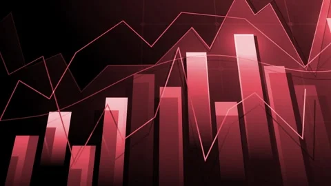 Financial chart with rising bars and line graph showing growth animation Video stock 337266728
