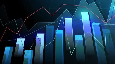 Financial chart with rising bars and line graph showing growth animation 库存影片 337266729