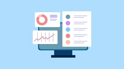 Financial Chart Statistics Analytics, Data Dashboard Monitor 2d with Alpha Matte Stock Footage 335800623