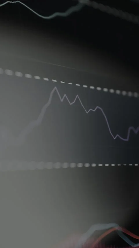 Financial chart with a trend line and resistance levels, view through eyeglasses Stock Footage 328862829