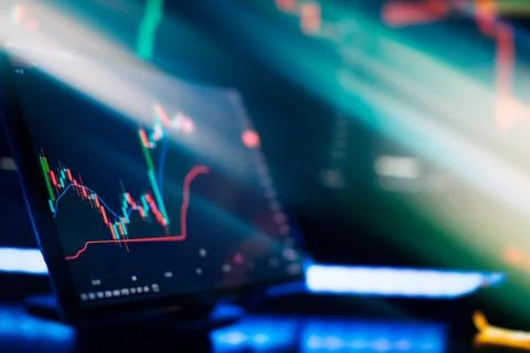 Financial chart with up trend line graph. Wealth management with risk diver.. Stock Photos