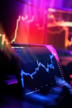Financial chart with up trend line graph. Wealth management with risk diver.. Stock Photos