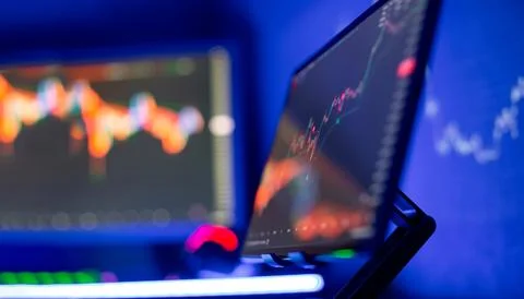 Financial chart with up trend line graph. Wealth management with risk diversi Stock Photos