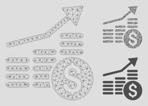 Financial Chart Vector Mesh 2D Model and Triangle Mosaic Icon 스톡 일러스트