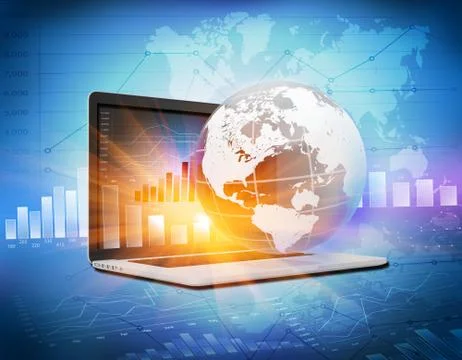 Financial charts on computer Illustrazione stock