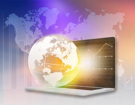 Financial charts on the computer screen Illustrazione stock