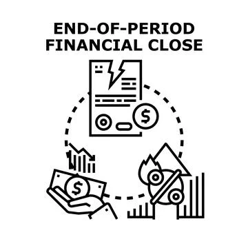 Financial close concept with broken report and analytics Stock Illustration