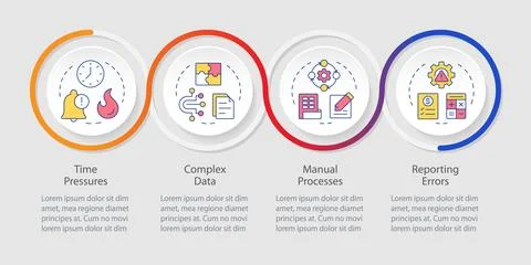 Financial close issues management infographics circles sequence Stock Illustration