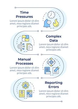Financial close problems management infographic vertical sequence 스톡 일러스트