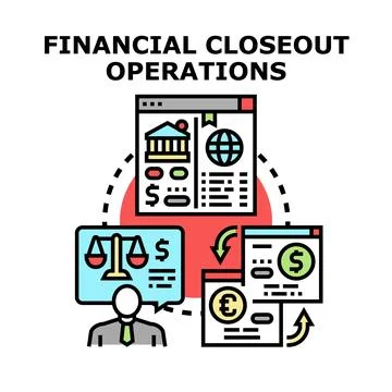Financial closeout operations concept illustration Illustrazione stock