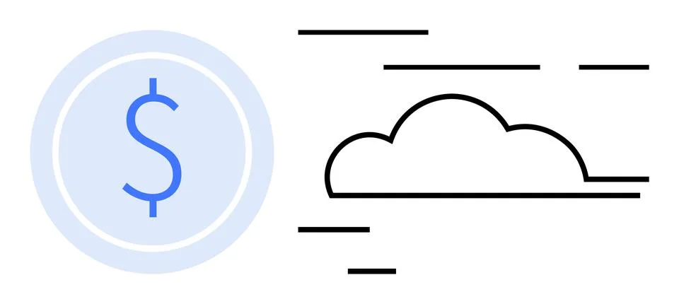 Financial Cloud Computing Concept with Dollar Sign and Cloud Symbol Stock Illustration