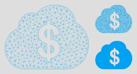 Financial Cloud Vector Mesh Network Model and Triangle Mosaic Icon Stock Illustration