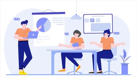 Financial coach explaining people how to invest money illustration business Video stock 281766255