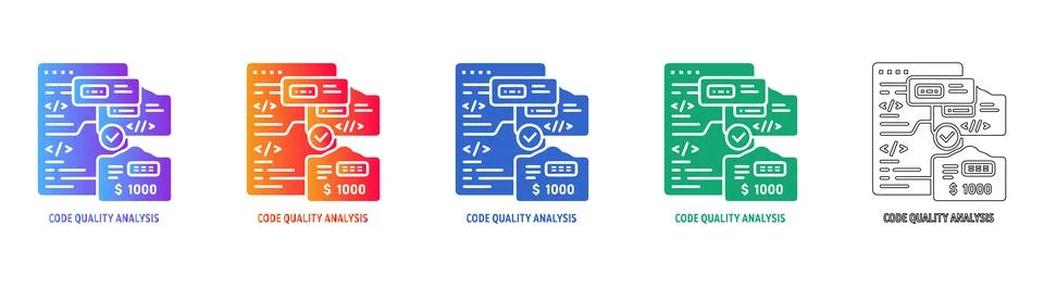 Financial Code Quality Analysis Icons Stock Illustration