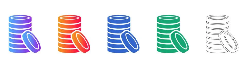 Financial Coin Stack Icons Stock Illustration
