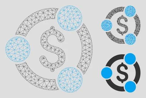 Financial Collaboration Vector Mesh Wire Frame Model and Triangle Mosaic Icon Stock Illustration