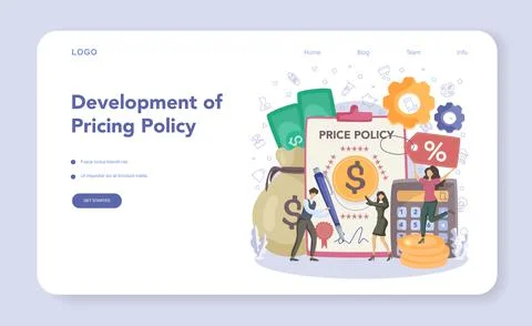 Financial consultant web banner or landing page. Business character analysing Stock Illustration