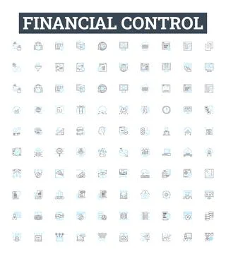 Financial control vector line icons set. Finance, Control, Accounting, Budgeting Stock Illustration