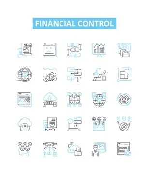 Financial control vector line icons set. Finance, Control, Accounting, Budgeting Stock Illustration