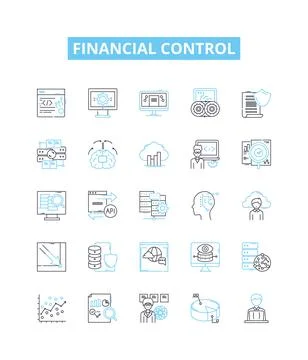 Financial control vector line icons set. Finance, Control, Accounting, Budgeting Stock Illustration