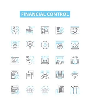 Financial control vector line icons set. Finance, Control, Accounting, Budgeting Stock Illustration