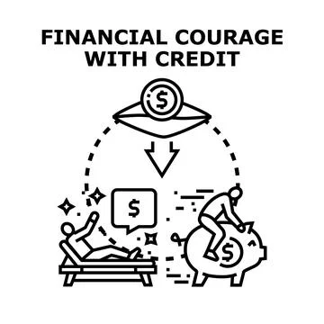 Financial courage developing credit for savings and future investment Иллюстрация