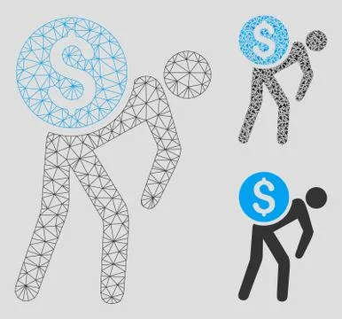 Financial Courier Vector Mesh Network Model and Triangle Mosaic Icon Stock Illustration