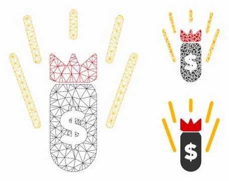 Financial Crisis Bomb Vector Mesh Wire Frame Model and Triangle Mosaic Icon 库存插图