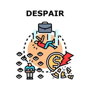 Financial crisis causing despair, stress, and mental health decline Stock Illustration