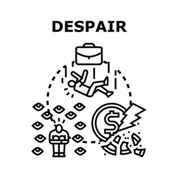 Financial crisis causing despair, stress, and mental health decline Stock Illustration