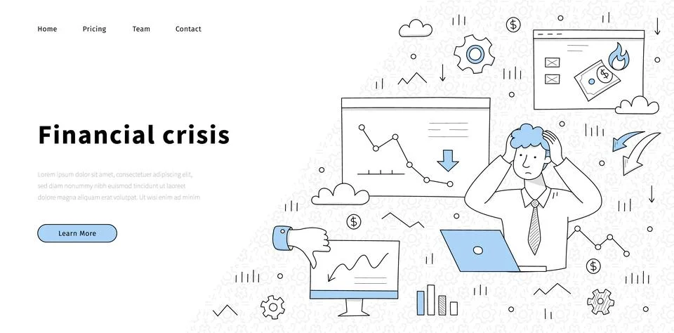 Financial crisis, economic decrease banner Stockillustratie